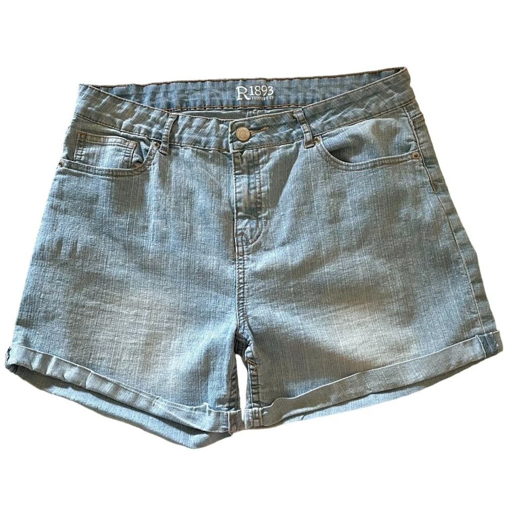 Roebuck and Co Womens Denim Jean Shorts Size 14 Light Wash Blue Cotton Blend